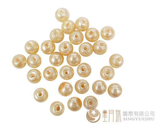 玻璃珍珠10mm(20入)-浅黄3