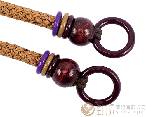 臘繩手把/三圈珠(硬)-44±5cm-卡其色