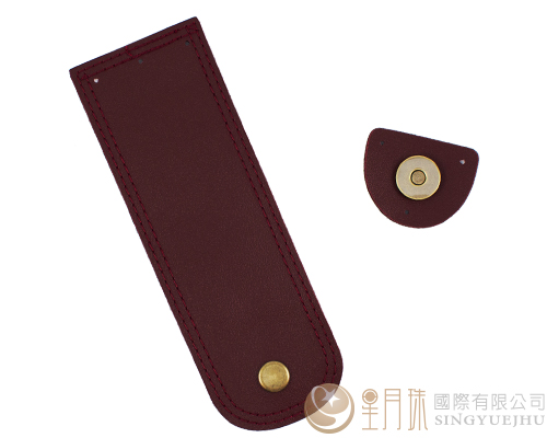 合成皮缝线磁扣-17.5cm-红咖03
