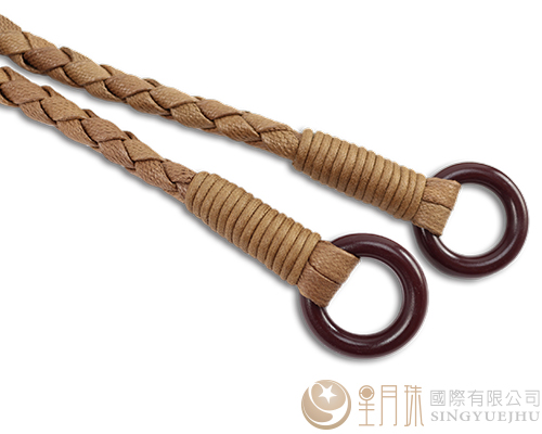 扁仿皮繩手把-淺咖-1付