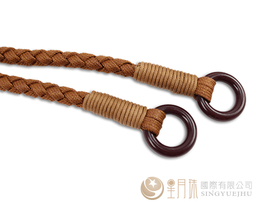 扁仿皮繩手把-焦茶-1付