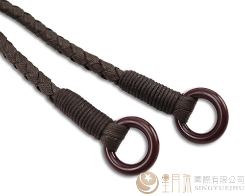 扁仿皮繩手把-焦茶-1付