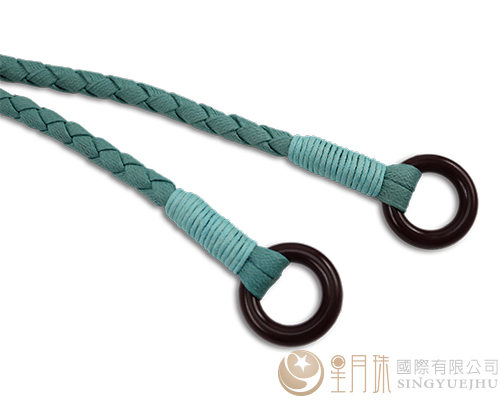 扁仿皮繩手把-黛綠-1付