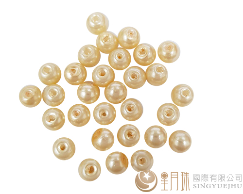 玻璃珍珠(20入)8mm-浅黄3