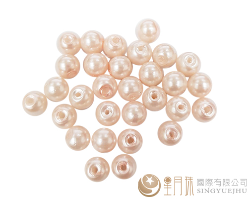 玻璃珍珠(20入)8mm-粉橘16