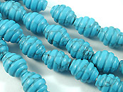 天然石橢圓螺紋珠-13mm(土耳其藍)