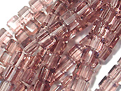 玻璃方型珠4*4mm-浅紫红