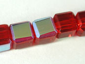 玻璃方型珠加彩4*4mm-深红