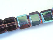 玻璃方型珠加彩4*4mm-葡萄紫