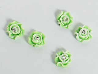 手工特製花~8#白邊鑽花-果綠-5顆
