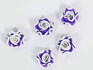 手工特製花~6#白邊鑽花-紫-5顆