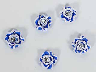 手工特製花~8#白邊鑽花-寶藍-5顆