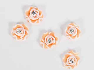 手工特製花~8#白邊鑽花-粉橘-5顆