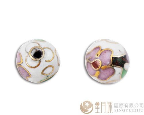 景泰藍-8mm圓-白-2入