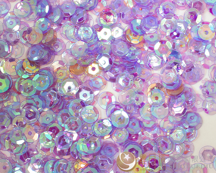 透明+彩亮片-紫 6.5mm