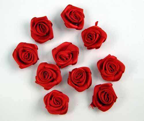 緞帶玫瑰花-紅色-10入