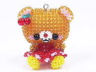 串珠材料包1442大大頭熊3-紅裙妹-11/0日本玻璃珠