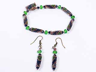 编织串珠材料包~021印地安手鍊＆耳环：佩奥特编织法