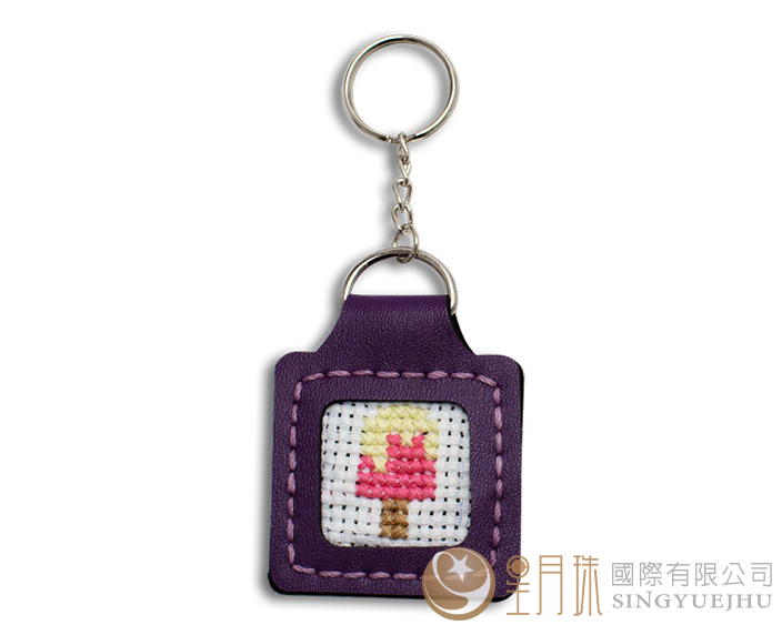 十字繡鑰匙圈-紫12
