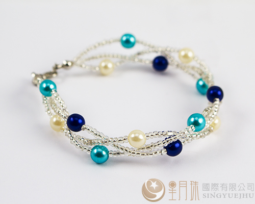 DIY花辮子手鍊材料包-藍綠(A002)