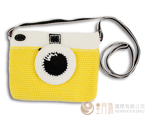 手鉤毛線-可愛相機側背包-黃色(C0041)