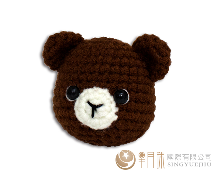 手钩-可爱小熊头锁圈-咖啡(C0013)