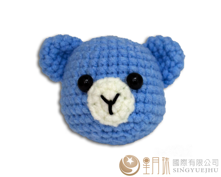 手钩-可爱小熊头锁圈-蓝(C0013)