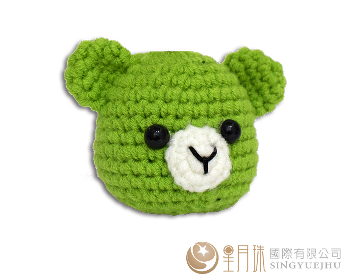 手鉤-可愛小熊頭鎖圈-綠(C0013)