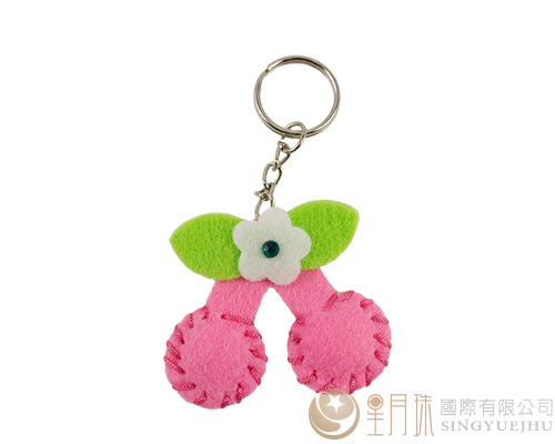 DIY不織布~可愛櫻桃鎖圈-粉紅(D0023)