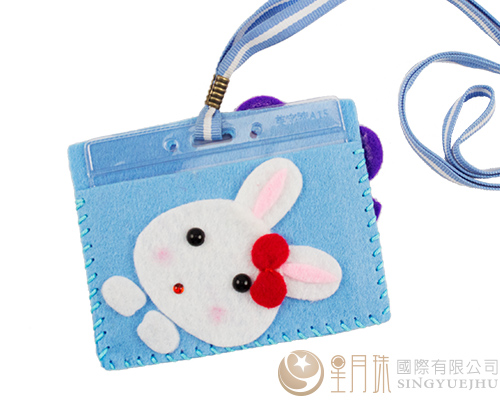 DIY不織布~卡哇依識別證卡套-粉藍(D0031)