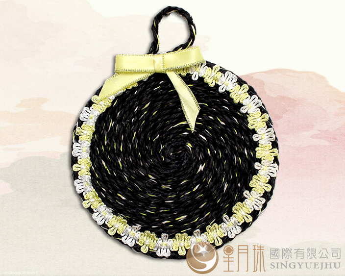 DIY-編織捲捲杯墊-黑(I002)