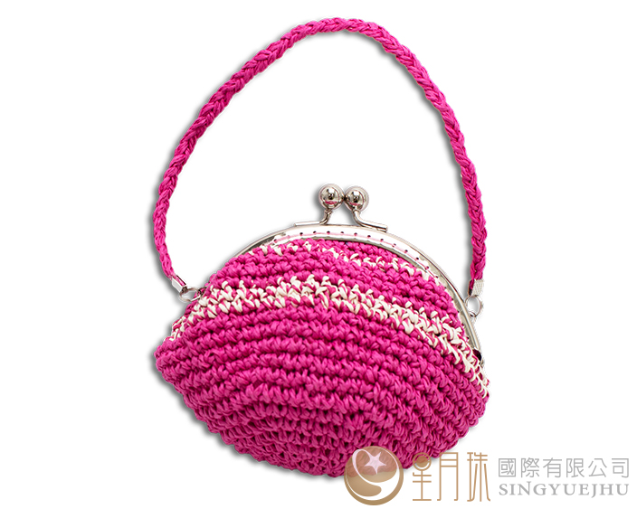 DIY-手鉤紙線口金包-粉(I003)