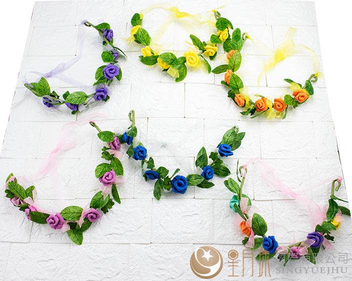 DIY-玫瑰花環頭飾-彩色(M007)