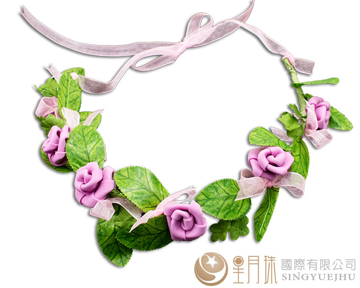DIY-玫瑰花環頭飾-粉(M007)