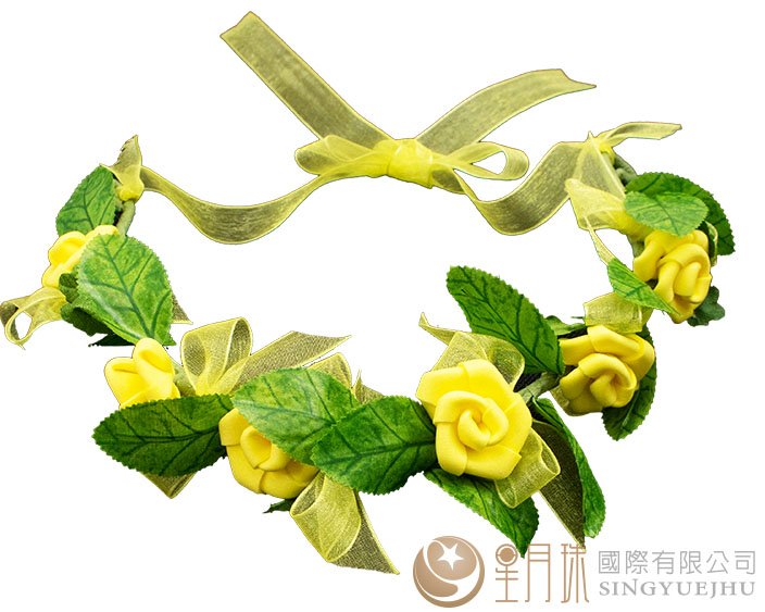 DIY-玫瑰花环头饰-黄(M007)