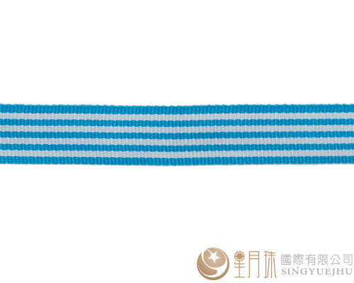 條紋-羅紋緞帶-5分-75尺 湖水藍