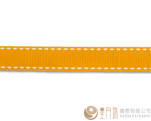 黃+白虛線-羅紋緞帶-5分-75尺