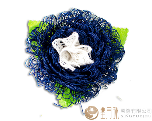 DIY圖騰織帶康乃馨胸花-藍