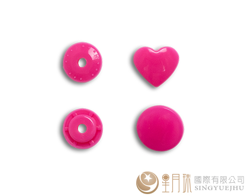 (心型)塑膠壓釦/10入-桃紅